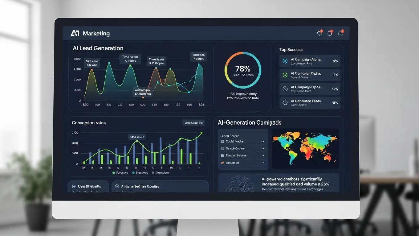 Digital marketing dashboard showcasing AI lead generation analytics