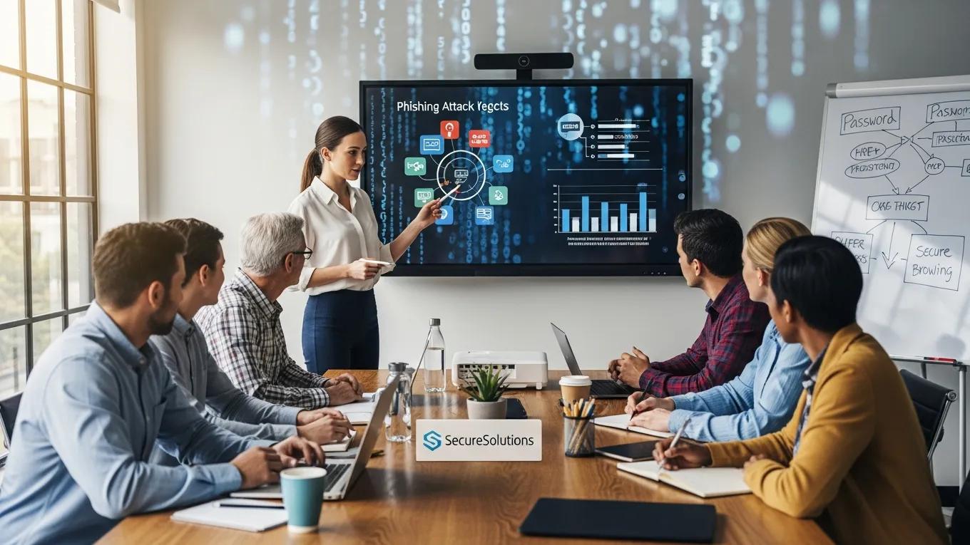 Small business team participating in cybersecurity training session